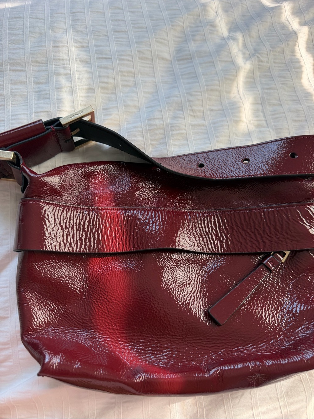 All Saints Patent Leather Crossbody Bag with Adjustable Strap - Picture 12 of 15
